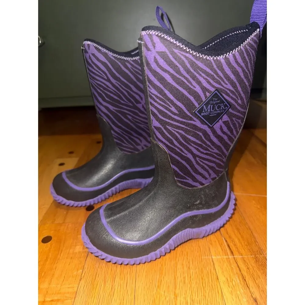 Muck Boot Company Kids Boots Size 10 Purple Zebra Waterproof Neoprene Rubber